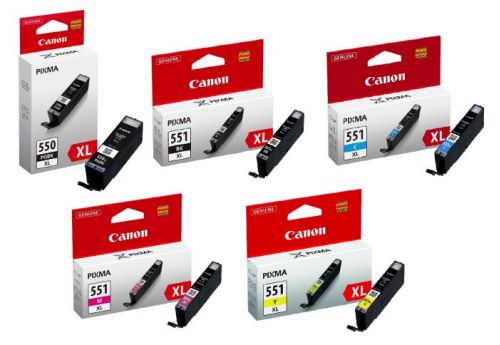 Genuine Canon PGI-550XL, CLI-551XL BK/C/M/Y/ Original High Yield Black & Colour Ink Cartridge 5 Pack Canon OEM